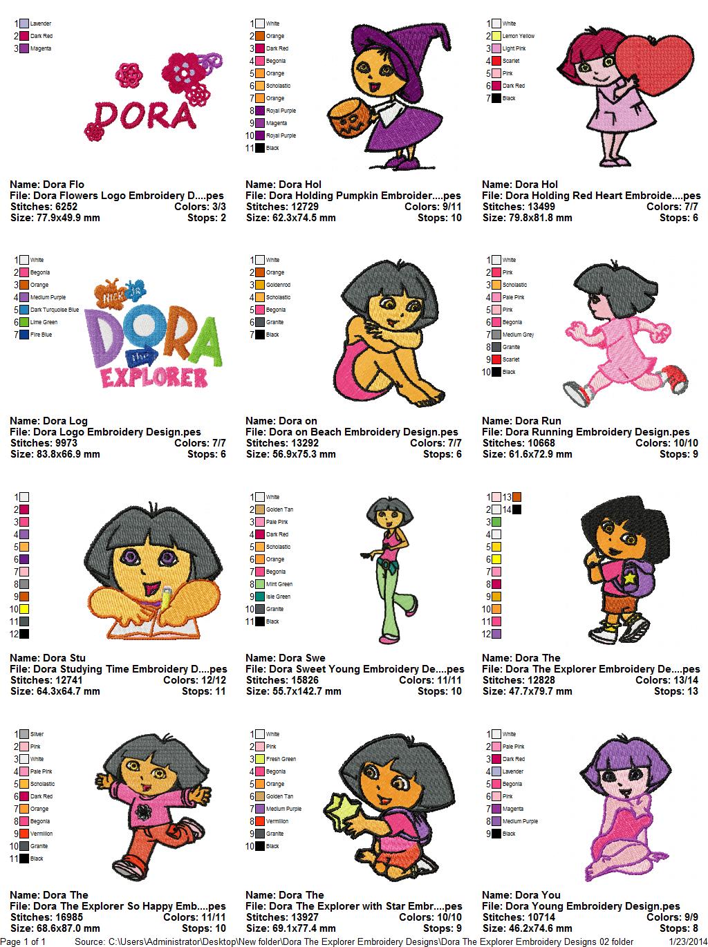 Collection Dora The Explorer Embroidery Designs 02